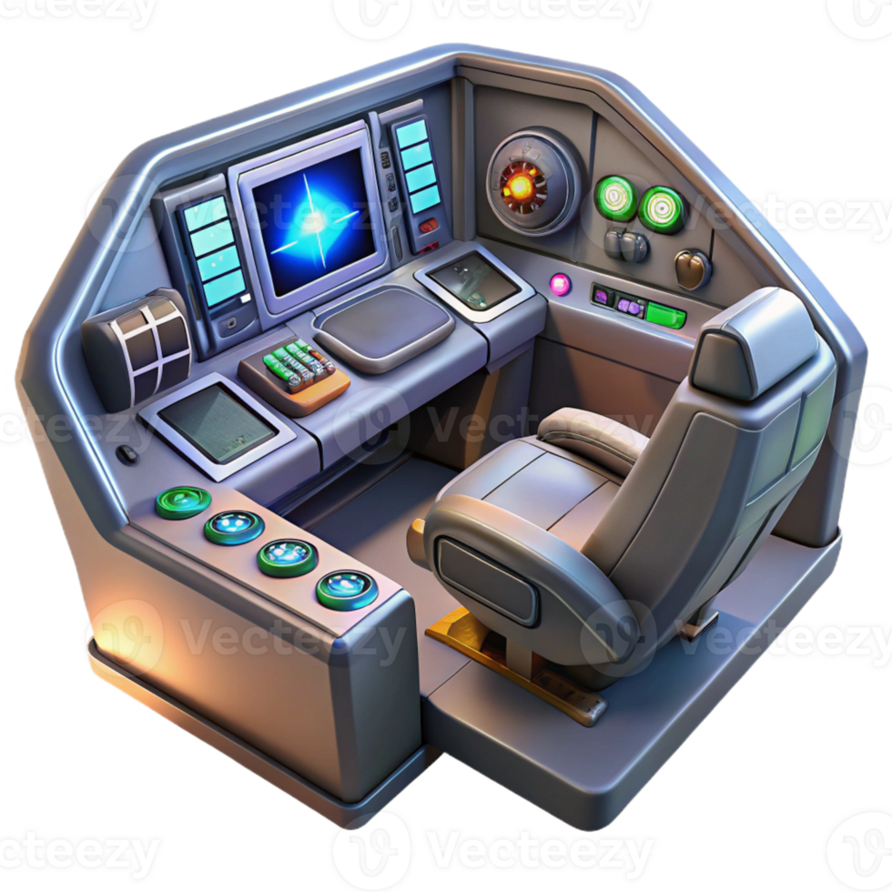 wonderful vintage dramatic minimalist A Spaceship Cockpit with a Complex Array detailed authentic png