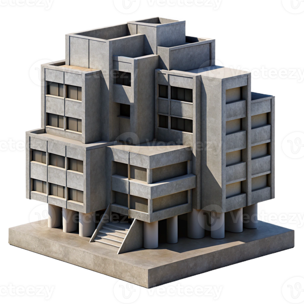 serene contemporary vibrant rustic Brutalist Apartment Complex Exposed detailed detailed png