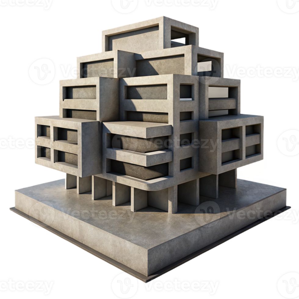 wonderful classic dramatic vintage Brutalist Apartment Complex Exposed high quality authentic png