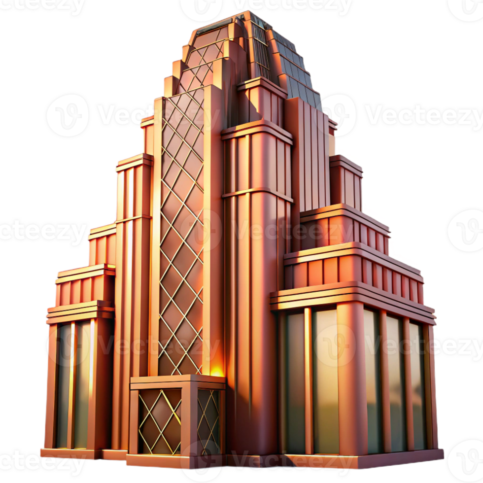 dramatic contemporary stunning rustic Art Deco Skyscraper Intricate Geometric detailed authentic png