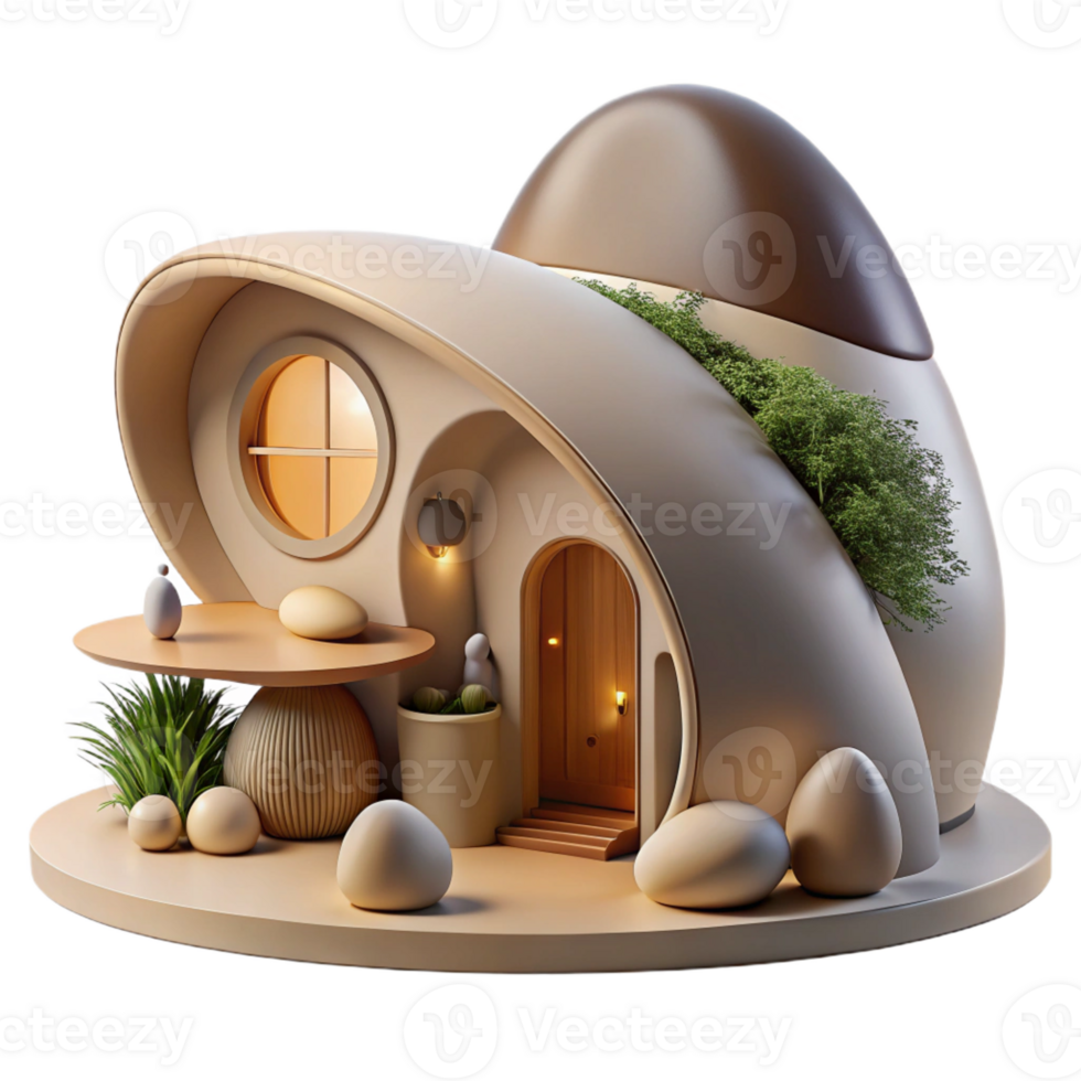 magnificent vintage elegant contemporary Organic Architecture Home Flowing Curves premium 4K png