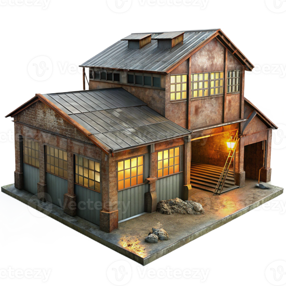 stunning traditional dramatic classic Abandoned Industrial Warehouse Rusted premium detailed png