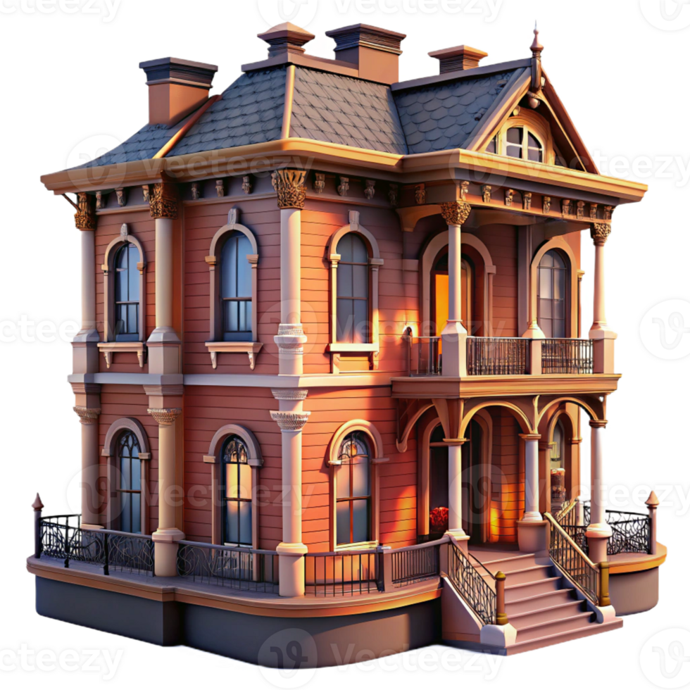 beautiful modern vibrant rustic Victorian Townhouse Ornate Wrought Iron high resolution detailed png