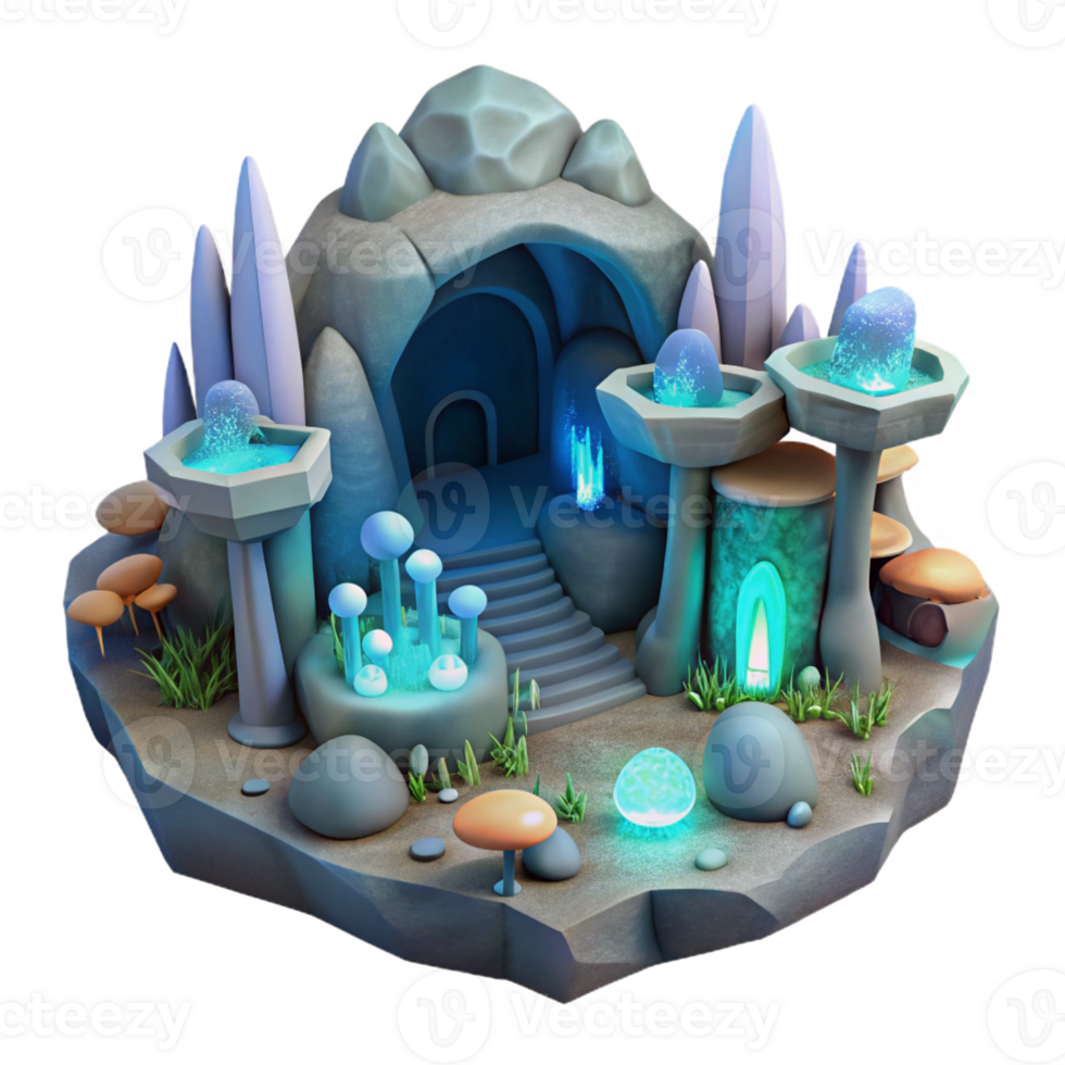 beautiful contemporary Underground city, carved rock tunnels, bioluminescent fungi, soft lighting, science fiction style exclusive png