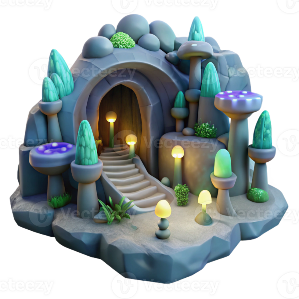 dramatic modern impressive minimalist Underground City Carved Rock Tunnels professional high quality png