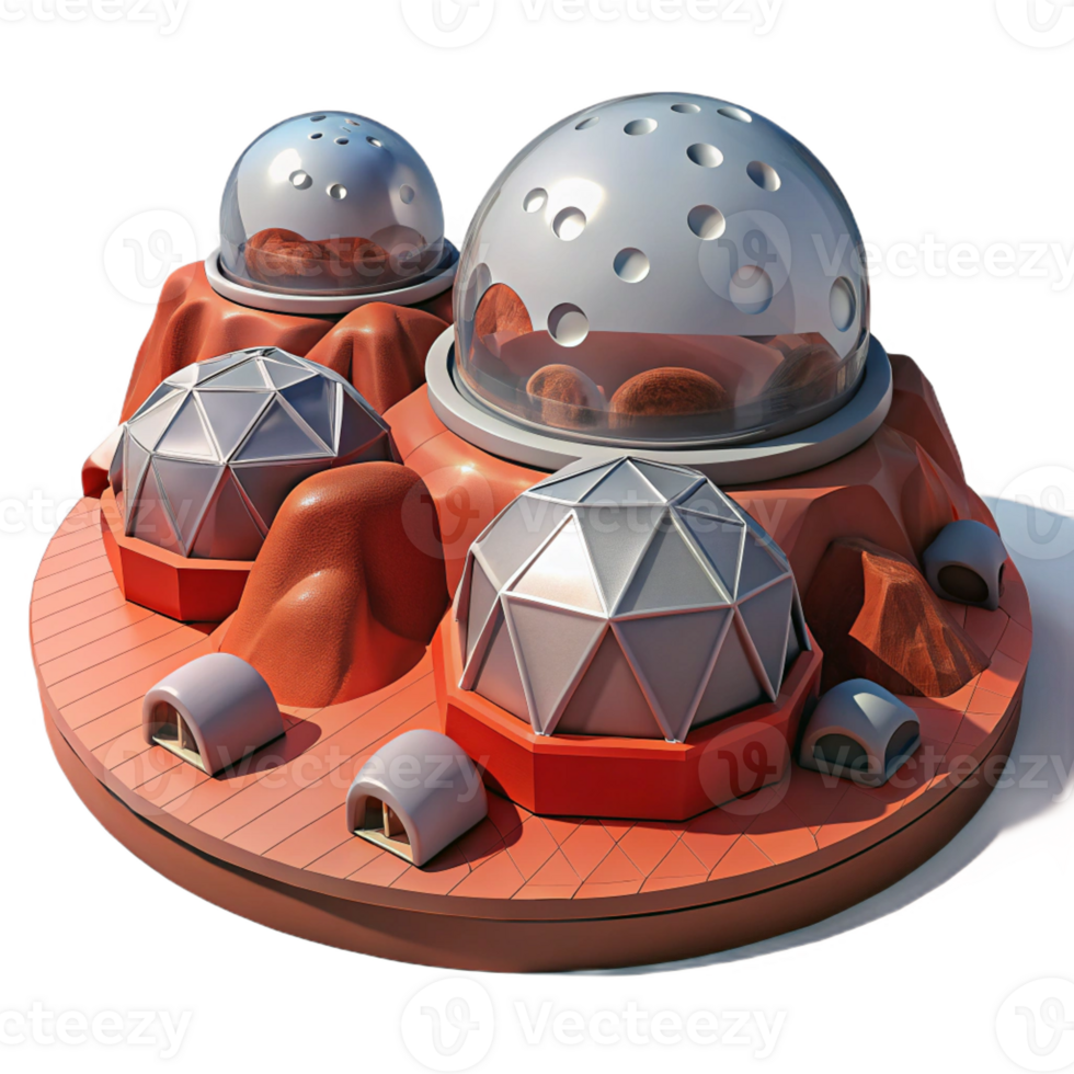 stunning creative vibrant traditional Mars Colony Geodesic Domes Red Martian 4K genuine png