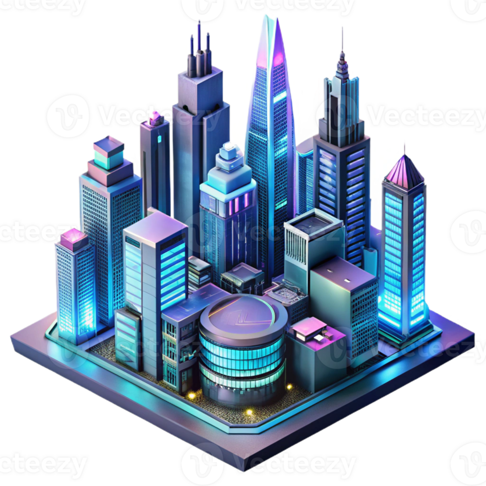 elegant classic dramatic contemporary Futuristic Cityscape Towering Skyscrapers genuine high quality png