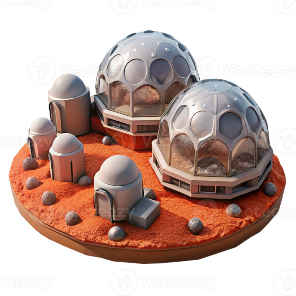 elegant classic Mars Colony Geodesic Domes Red Martian professional png