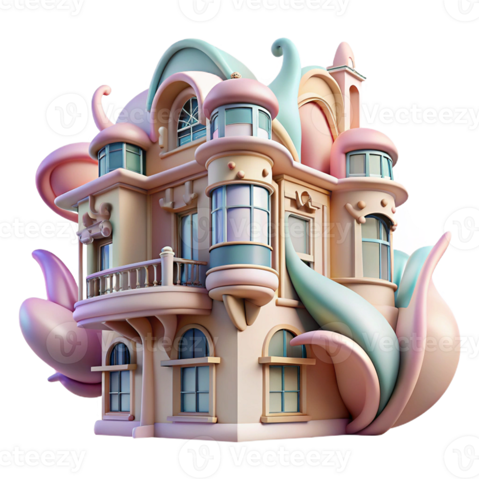impressive artistic Art Nouveau Apartment Building Flowing authentic png
