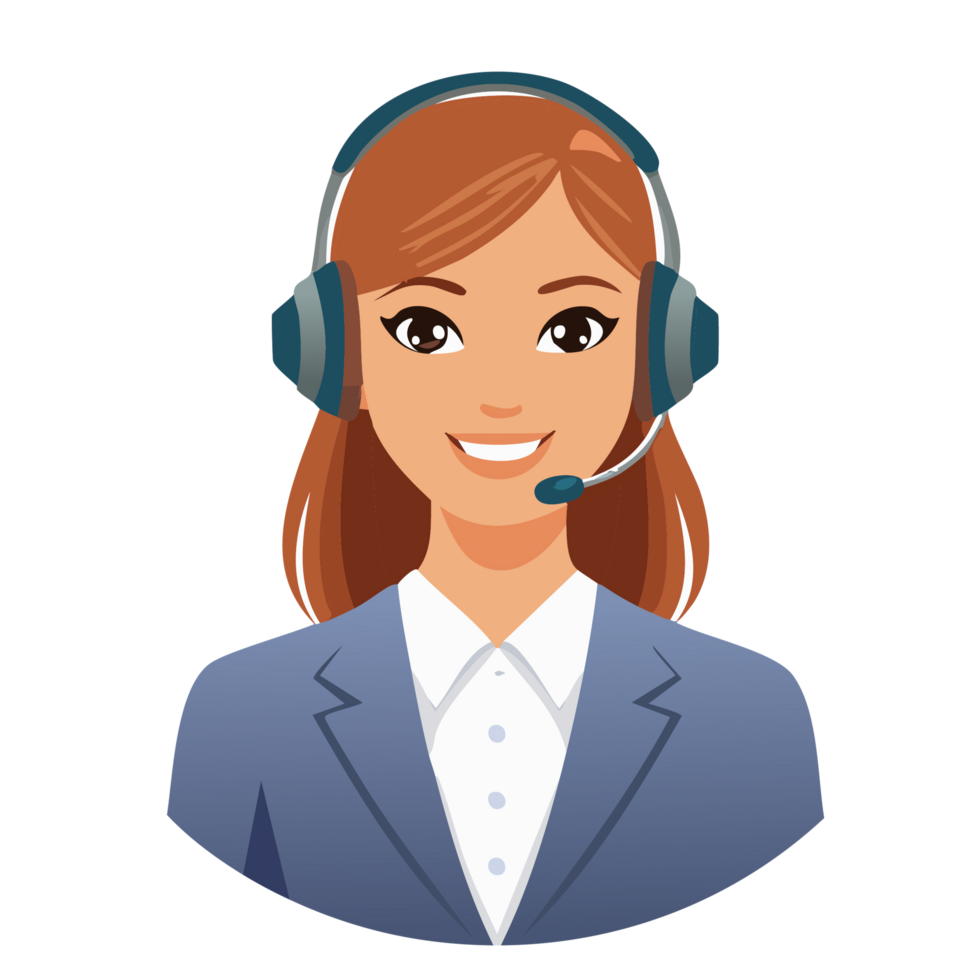 Smiling Customer Service Representative with Headset Illustration png