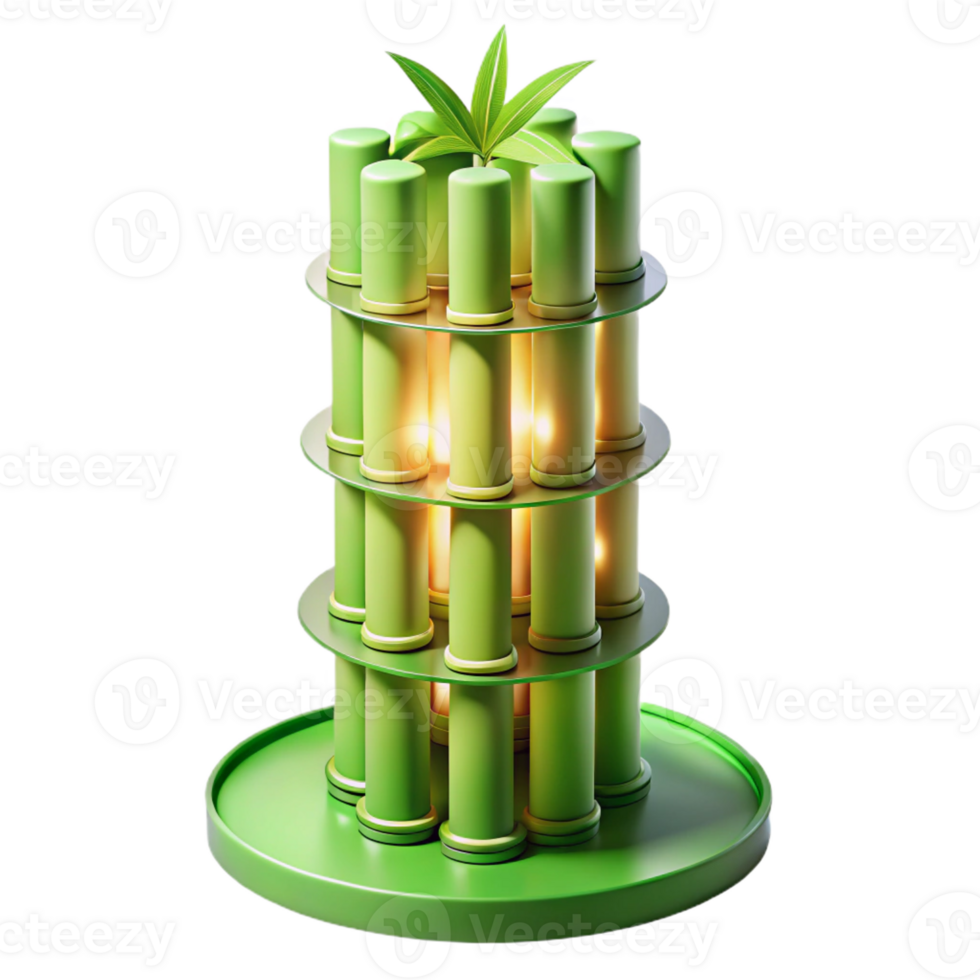 elegant classic Bamboo skyscraper, sustainable and organic design, soft green light filtering through bamboo, eco-friendly and innovative 4K png