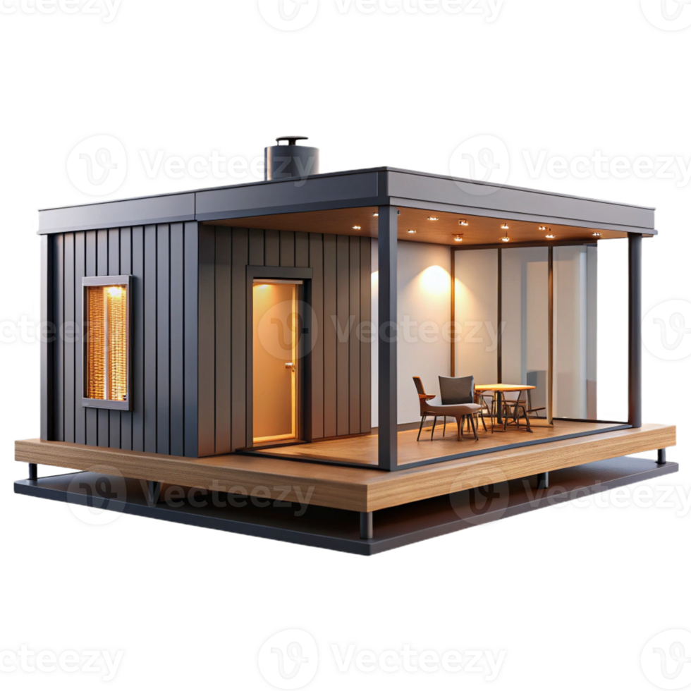 wonderful minimalist Prefabricated modular home, minimalist design, customizable modules, studio lighting, modern architecture style exclusive png
