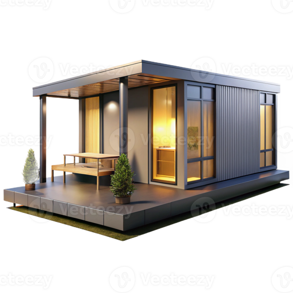 vibrant creative Prefabricated modular home, minimalist design, customizable modules, studio lighting, modern architecture style authentic png