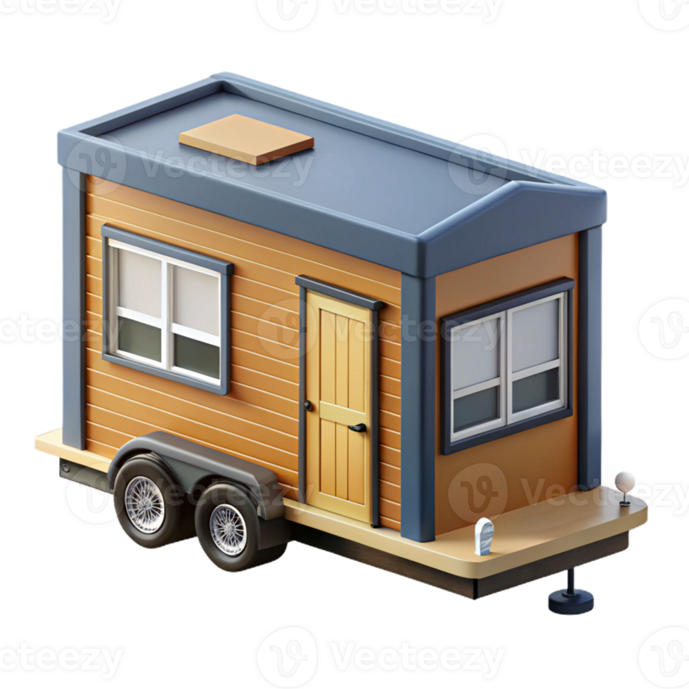 vibrant abstract Tiny house on wheels, compact design, minimalist interior, natural surroundings, tiny house movement style high quality png