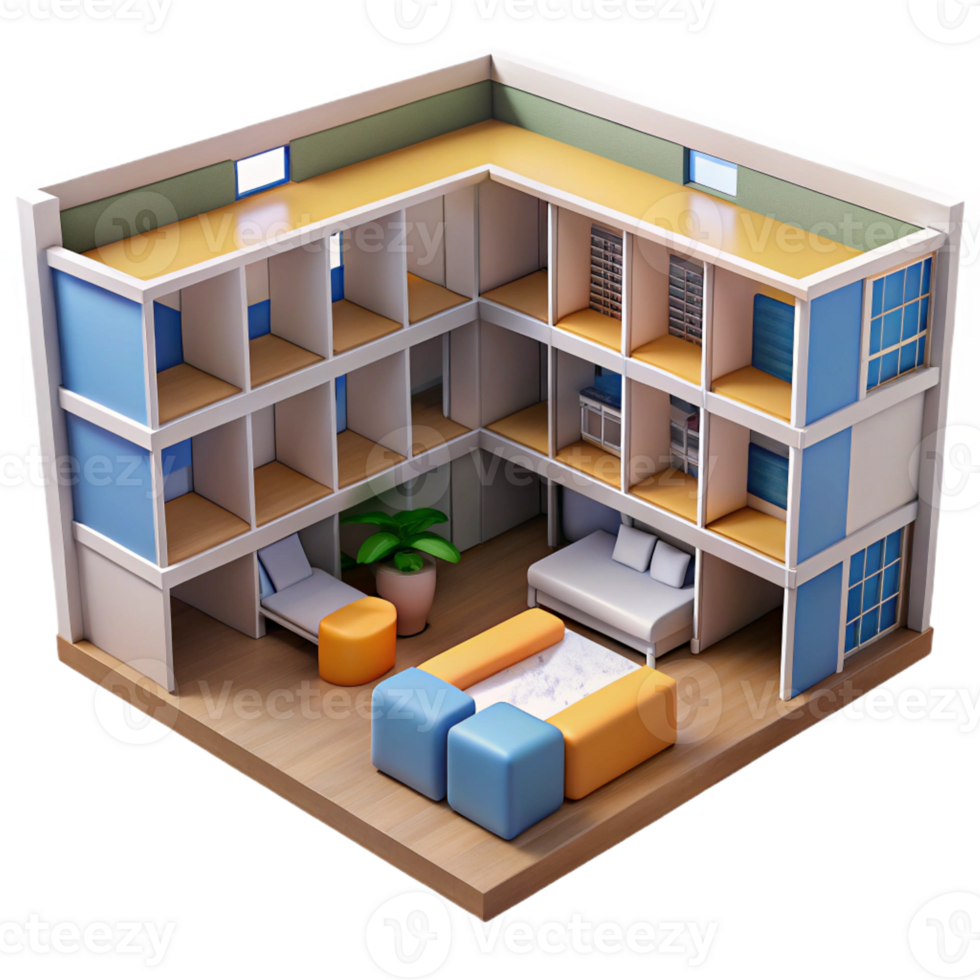 stunning contemporary Student dormitory, modular rooms, communal study areas, bright and airy design, student housing architecture high resolution png