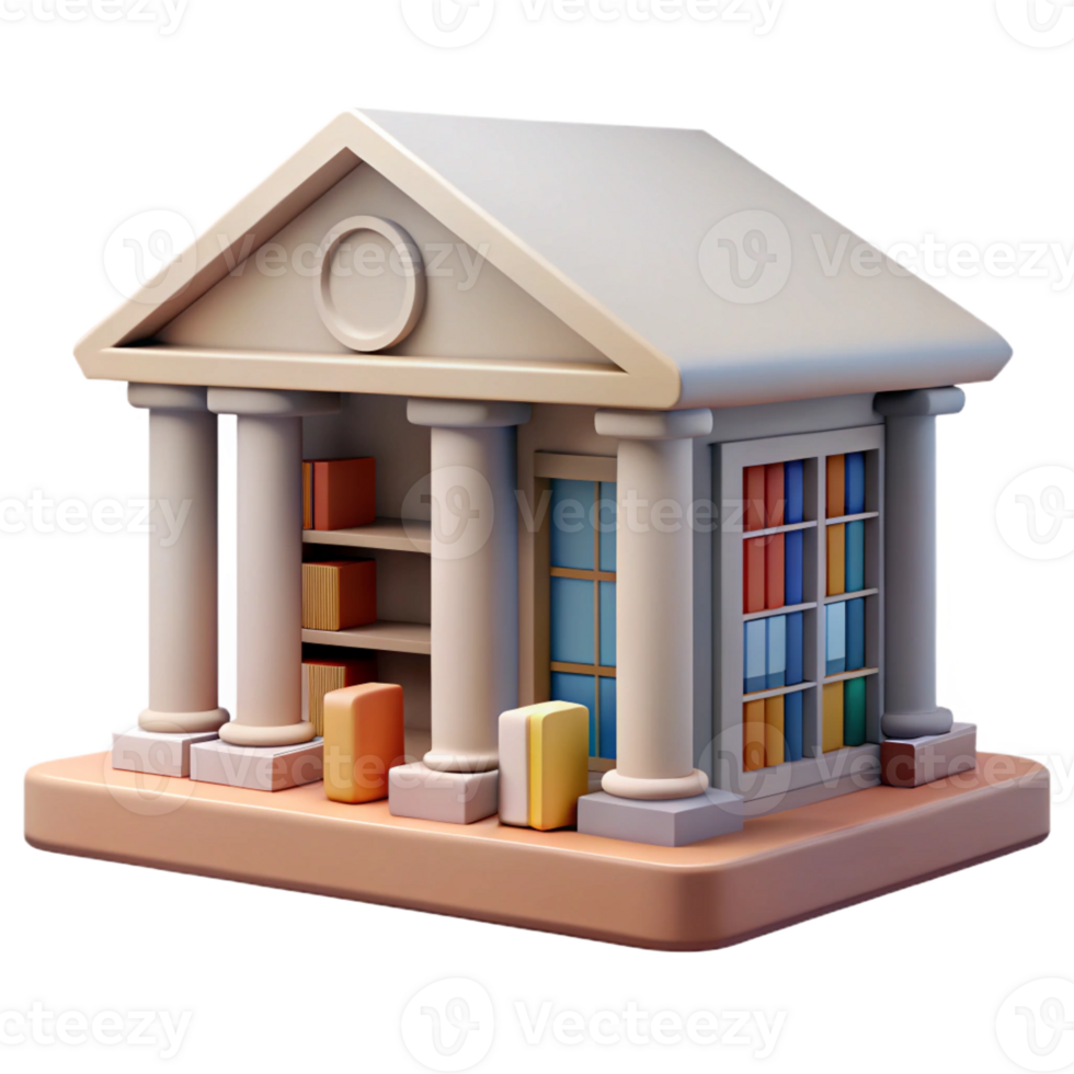 dramatic vintage Library building, bookshelves, reading areas, quiet and peaceful atmosphere, library architecture detailed png