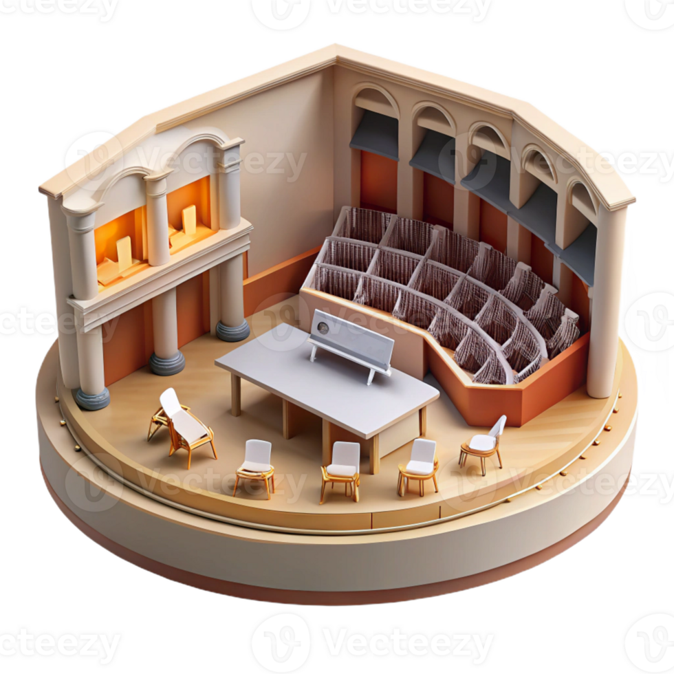 impressive modern Concert hall, orchestra pit, balconies, acoustic design, concert hall architecture high quality png