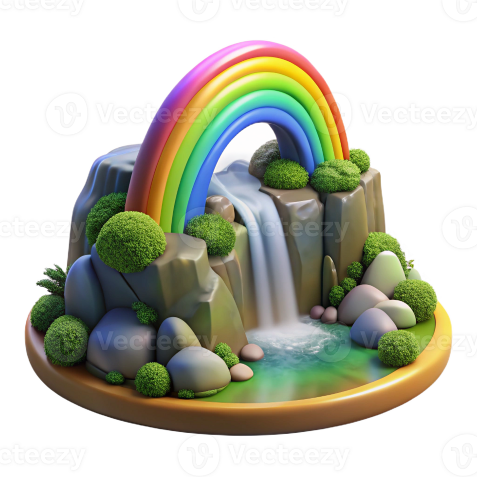 wonderful vintage Rainbow Arcing over Tranquil detailed png