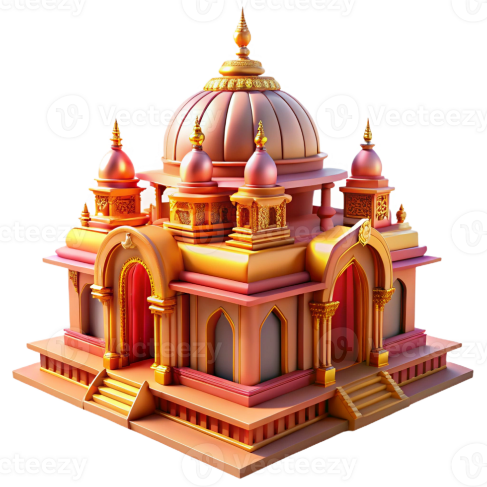 wonderful traditional Hindu temple, vibrant colors and intricate carvings, warm sunlight, ornate and spiritual high resolution png