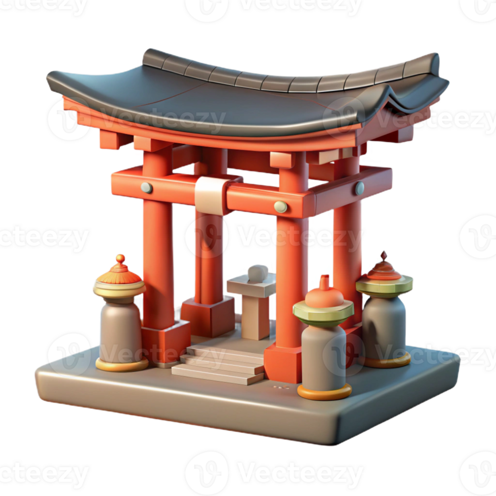 vibrant artistic Shinto shrine, traditional Japanese architecture, serene forest setting, peaceful and spiritual high quality png