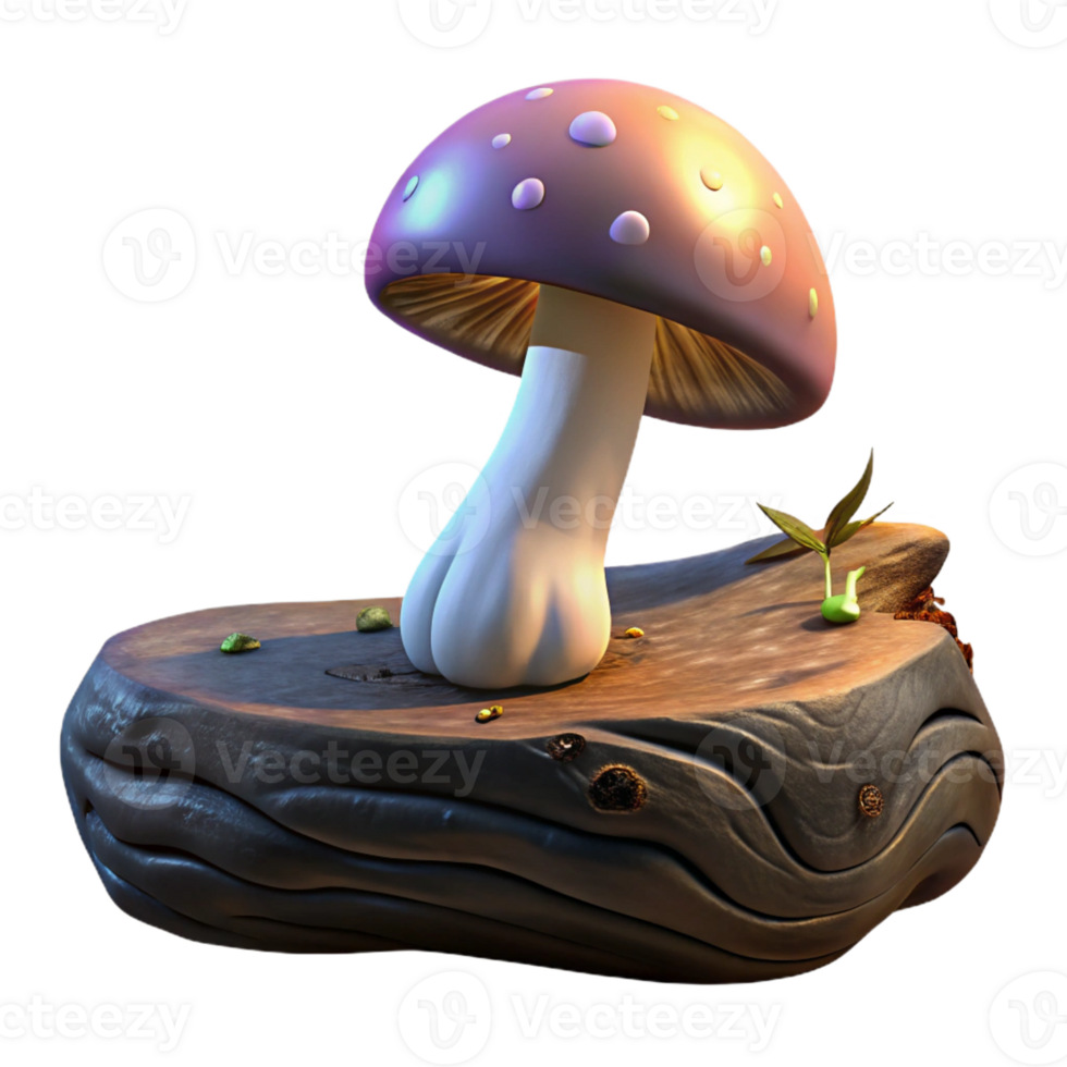 extraordinary rustic A solitary mushroom growing on a decaying log, dark and moody lighting, fantasy art style genuine png