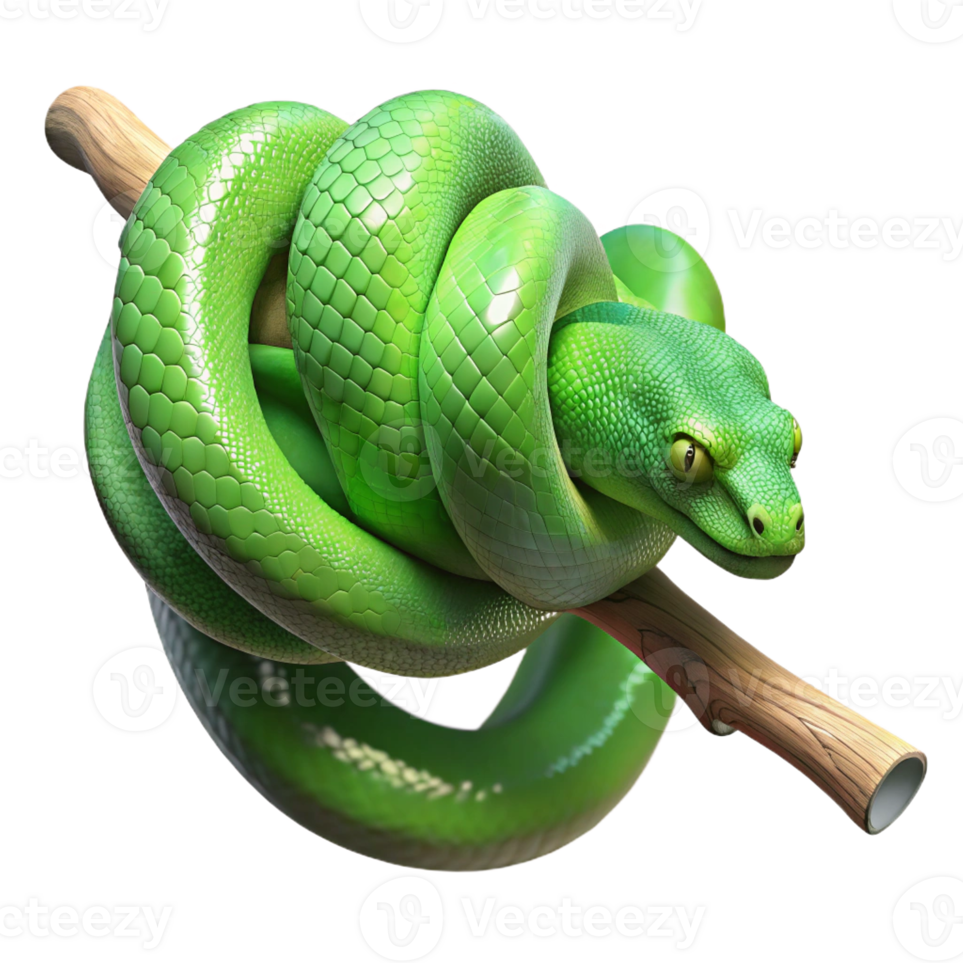 extraordinary traditional A slithering green tree python wrapped around ...