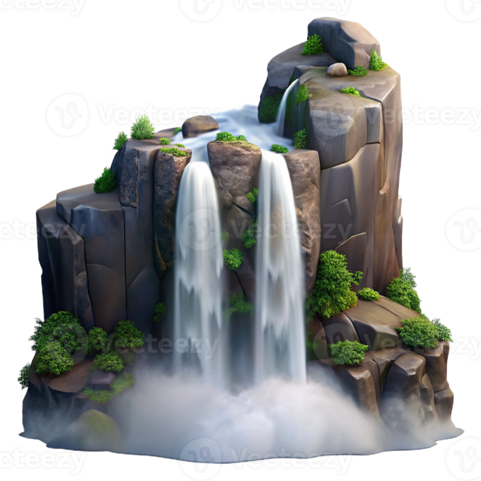 impressive abstract A Roaring Waterfall Cascading Down a Cliff genuine png