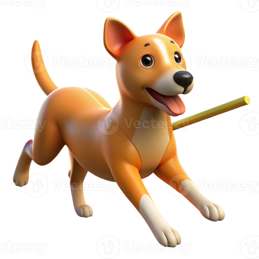 beautiful contemporary A loyal dog fetching a stick, bright sunny day, action shot detailed png