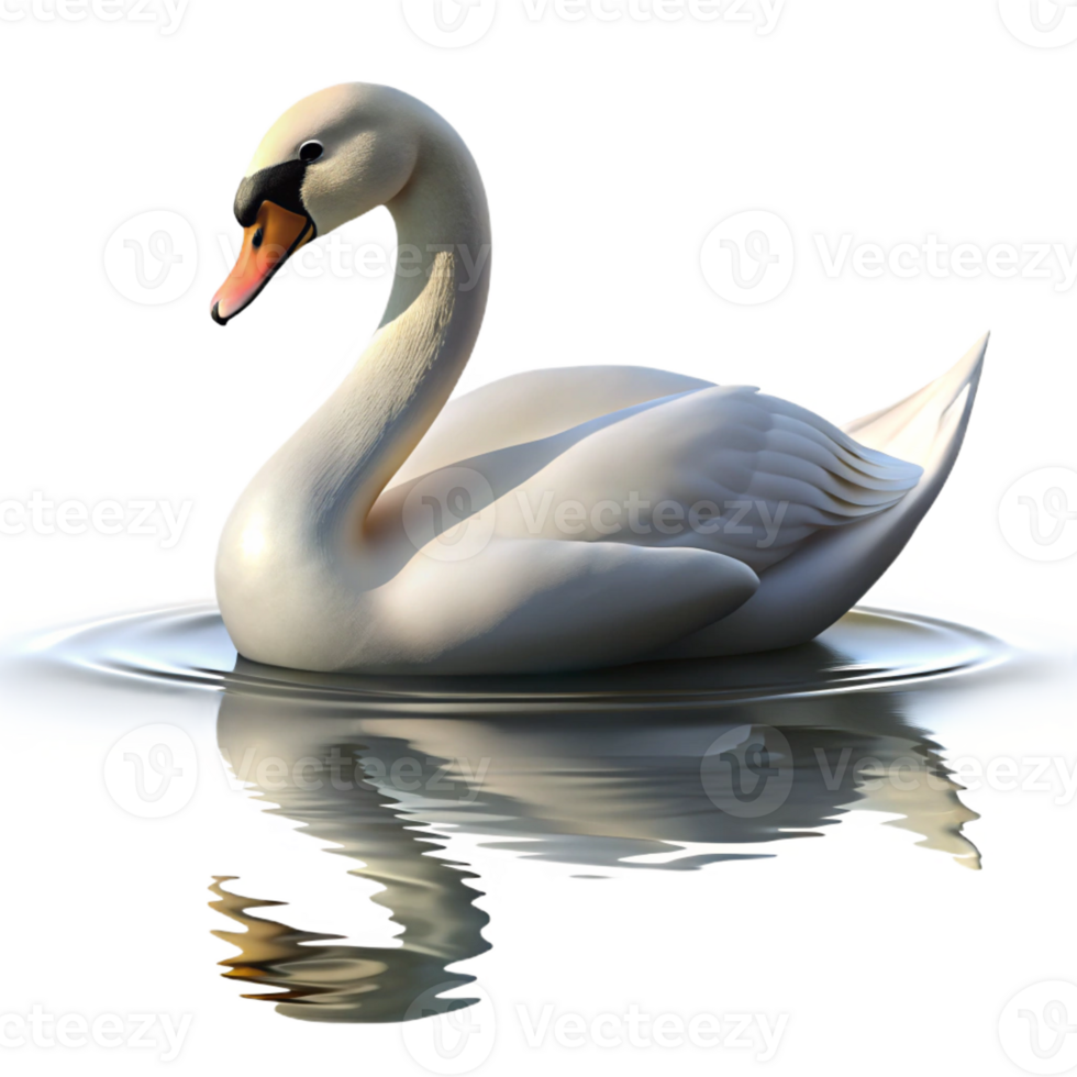 beautiful rustic A graceful swan gliding across a still lake, soft morning light, serene atmosphere high quality png
