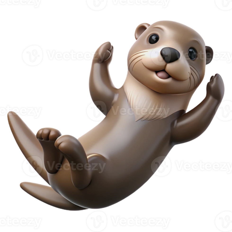 vibrant modern A playful sea otter floating on its back, calm ocean waters, playful expression professional png