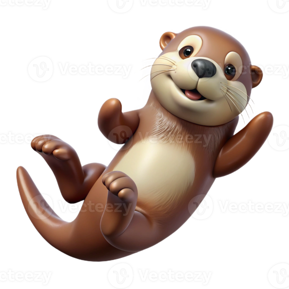 beautiful creative A playful sea otter floating on its back, calm ocean waters, playful expression high quality png