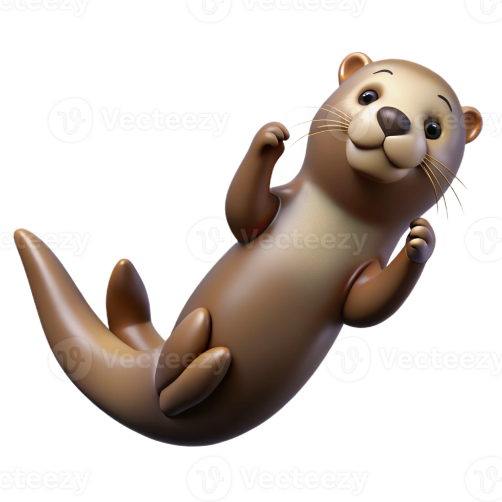 extraordinary artistic A playful sea otter floating on its back, calm ocean waters, playful expression high resolution png