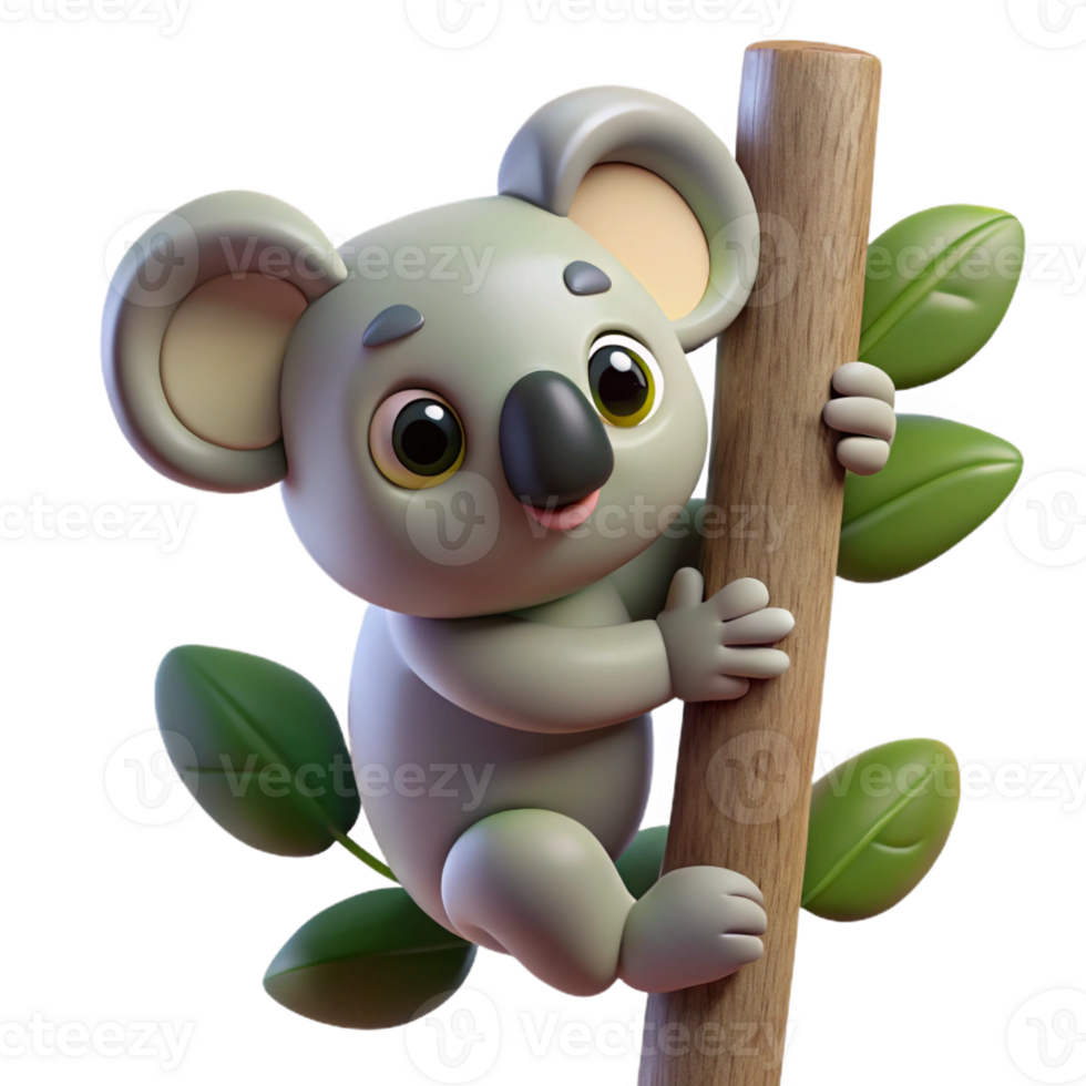 impressive contemporary A curious koala clinging to a eucalyptus tree, soft natural light, Australian outback setting original png