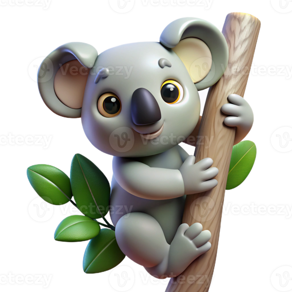 magnificent traditional A curious koala clinging to a eucalyptus tree, soft natural light, Australian outback setting original png