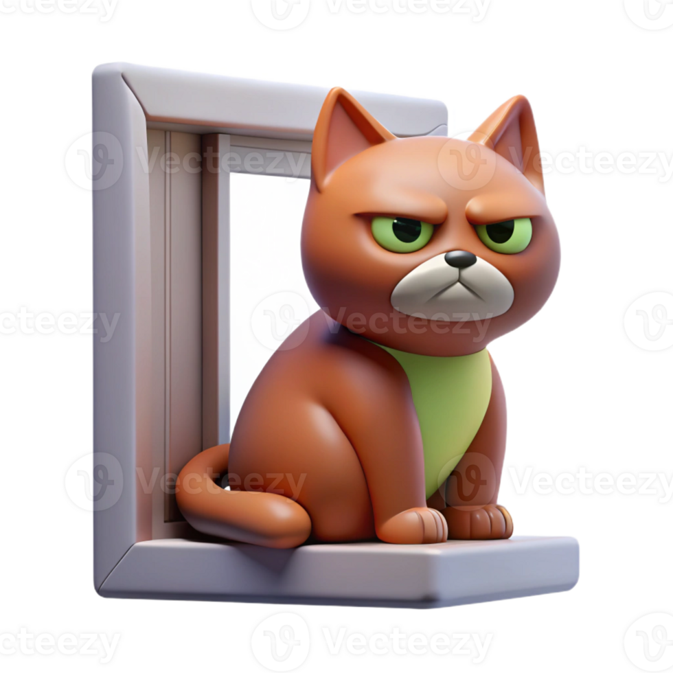 impressive creative impressive contemporary A Grumpy Cat Sitting on a Windowsill Soft premium professional png