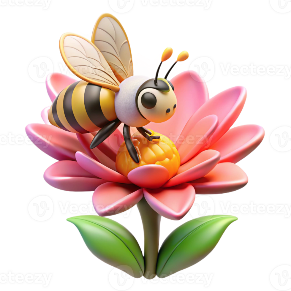 stunning rustic A busy bee collecting pollen from a flower, vibrant garden setting, macro photography high resolution png