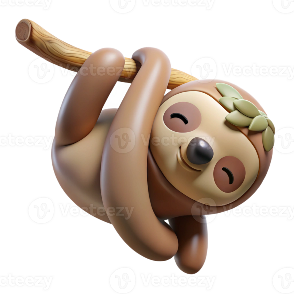 impressive contemporary serene creative A Sleepy Sloth Hanging Upside Down from a authentic professional png