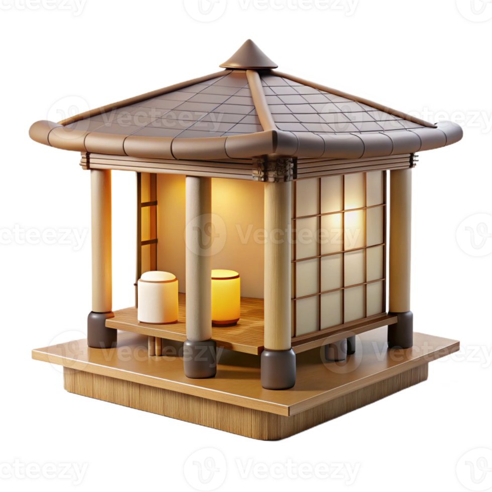 magnificent abstract dramatic contemporary A Minimalist Japanese Tea House Made of high resolution authentic png
