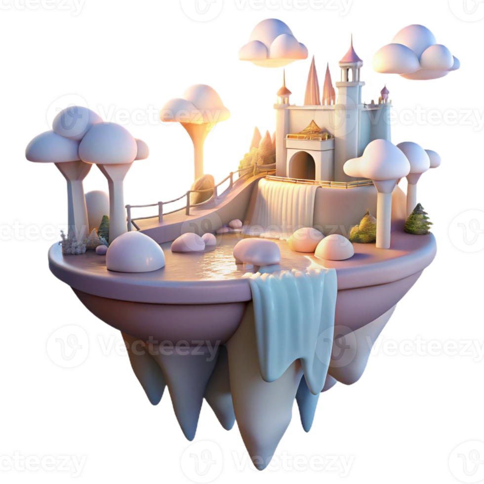 beautiful modern extraordinary artistic A Floating Island City with Interconnected detailed premium png
