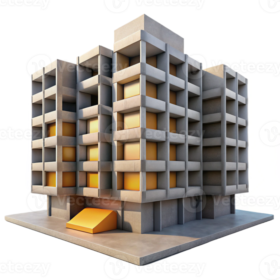 wonderful modern elegant vintage A Brutalist Concrete Apartment Complex exclusive authentic png