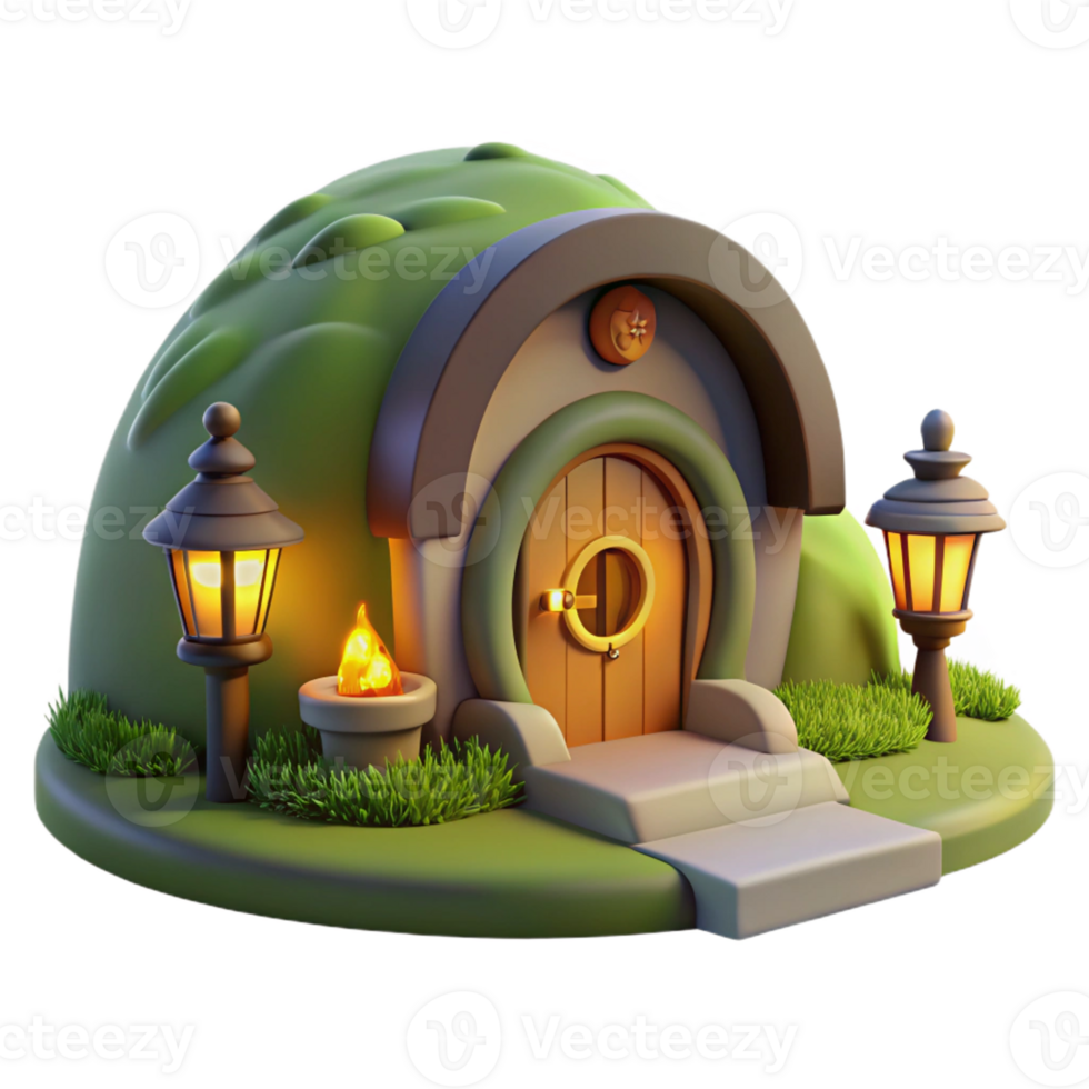 stunning creative magnificent traditional A Cozy Hobbit Hole Built Into a Grassy genuine 4K png