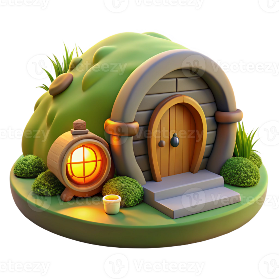 impressive abstract beautiful classic A Cozy Hobbit Hole Built Into a Grassy professional genuine png