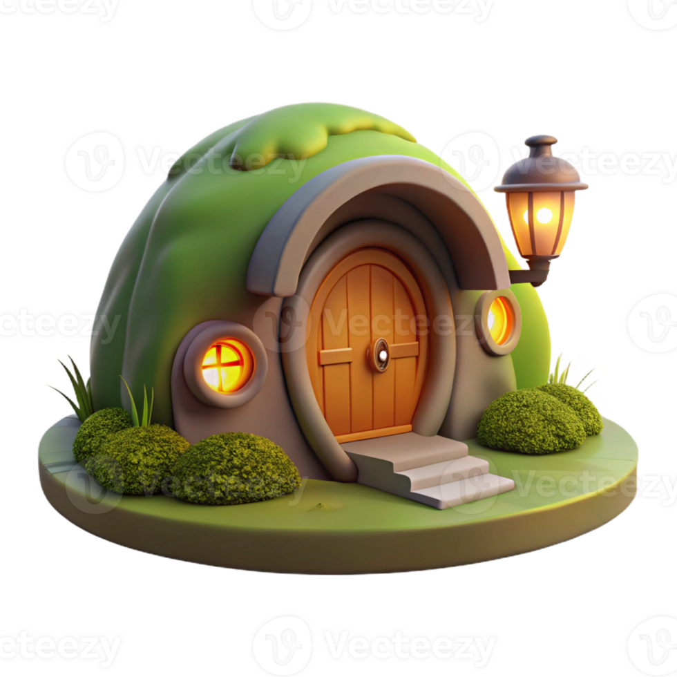 dramatic rustic impressive rustic A Cozy Hobbit Hole Built Into a Grassy premium high quality png