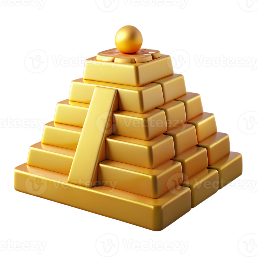 extraordinary minimalist serene contemporary A Towering Ziggurat Made of Polished Gold detailed premium png