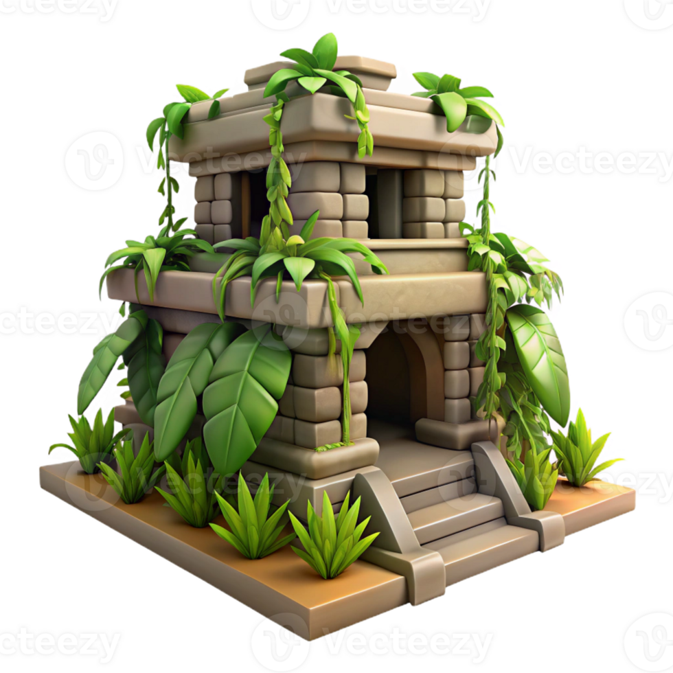 magnificent minimalist wonderful abstract A Mayan Temple Overgrown with Jungle 4K premium png