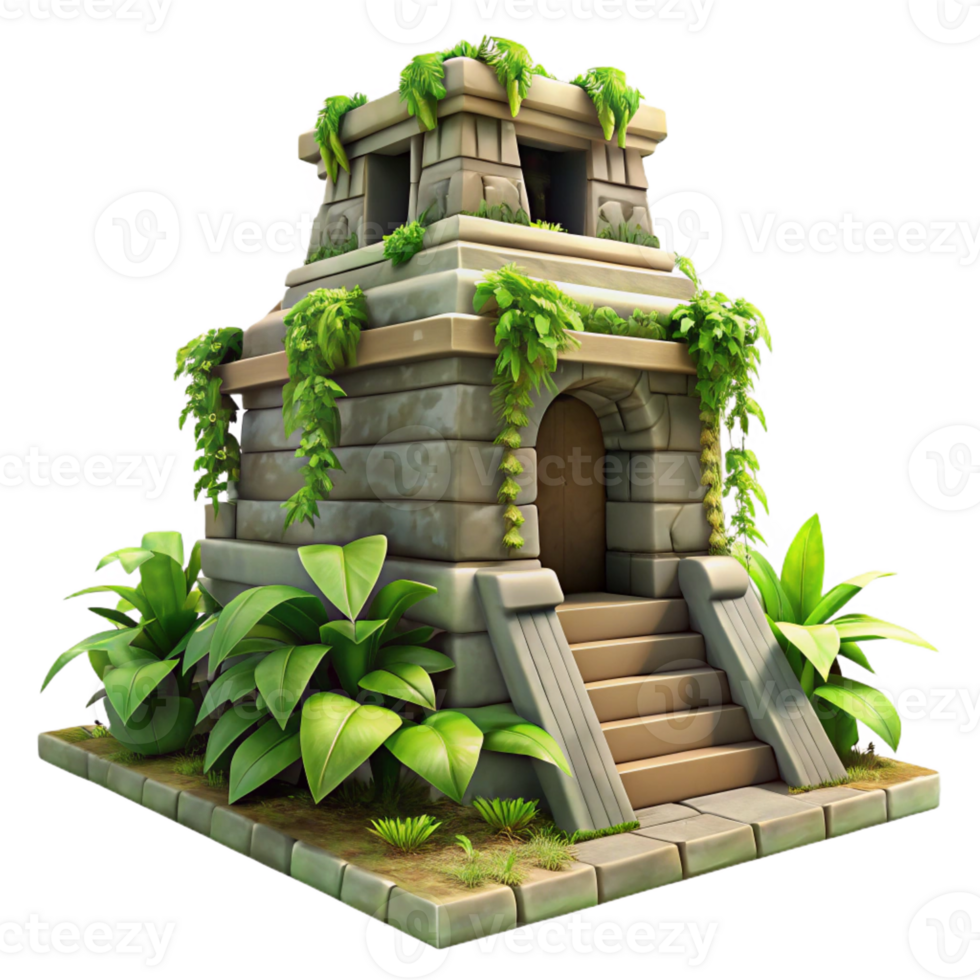 beautiful artistic A Mayan Temple Overgrown with Jungle detailed png