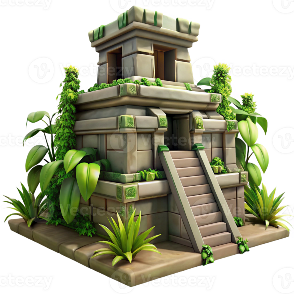 vibrant minimalist serene minimalist A Mayan Temple Overgrown with Jungle original exclusive png