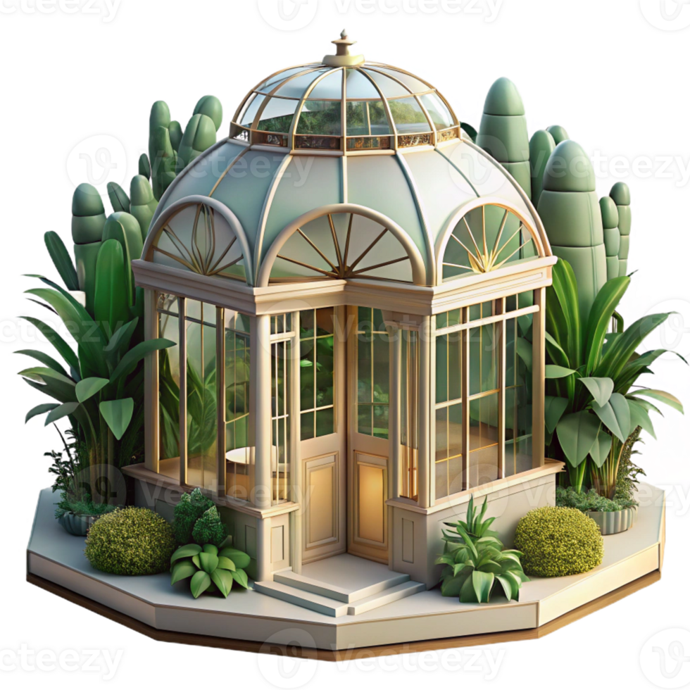 dramatic modern wonderful artistic An Art Nouveau Greenhouse Filled with 4K authentic png