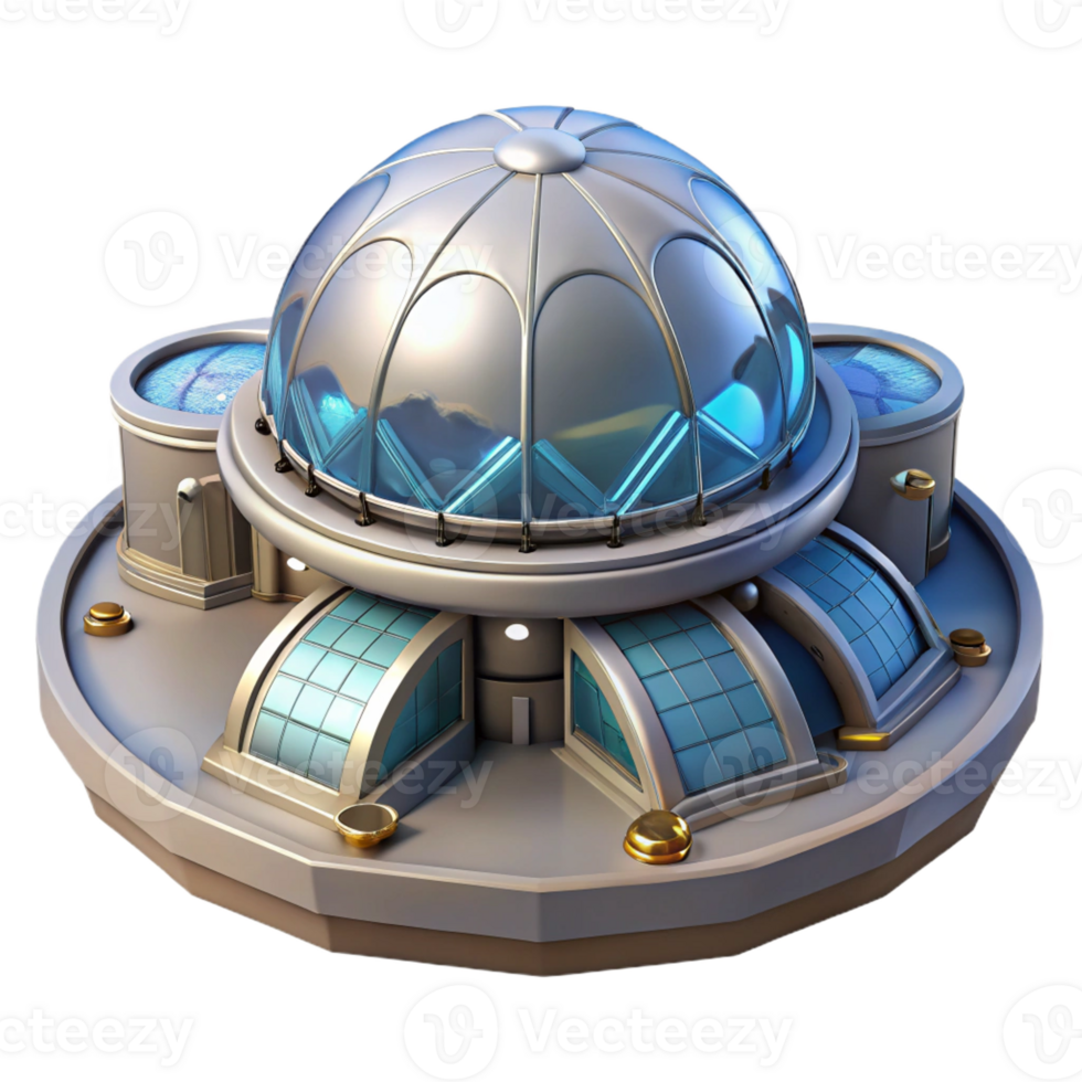 impressive minimalist A Space Station with a Large Central Dome high resolution png