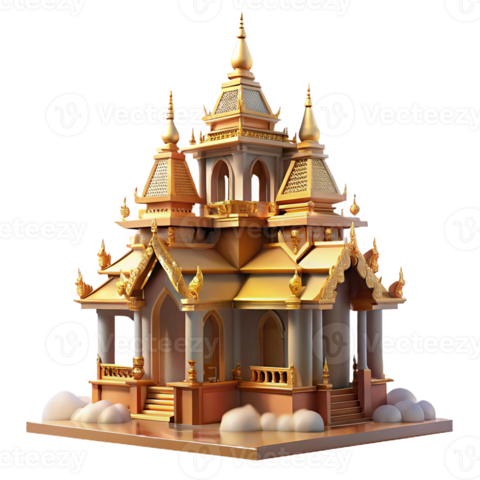 beautiful modern A Traditional Thai Temple with Intricate 4K png